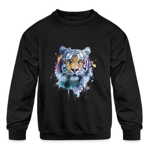 Splash-Art Tiger Face - Kids' Crewneck Sweatshirt