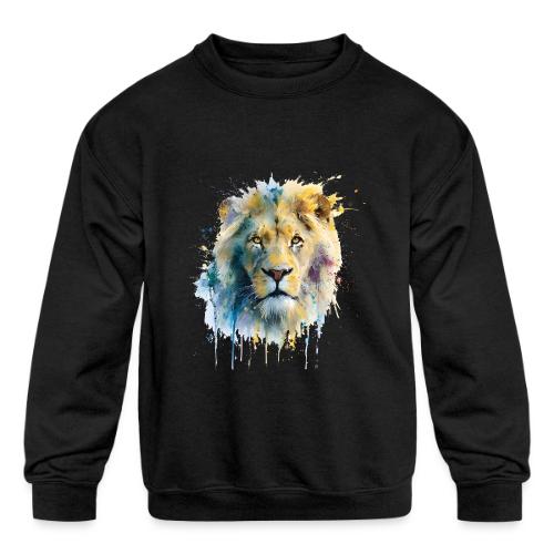 Splash-Art Lion Face - Kids' Crewneck Sweatshirt