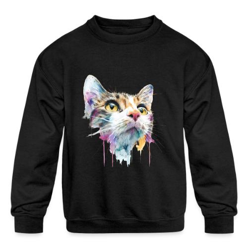 Chromatic Cat Splash - Kids' Crewneck Sweatshirt
