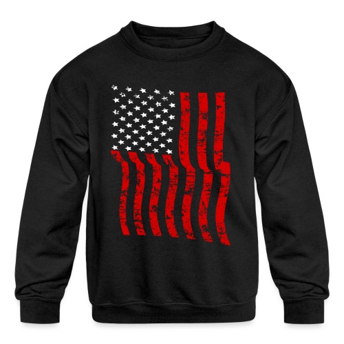 Vintage Waving USA Flag Patriotic T-Shirts Design - Kids' Crewneck Sweatshirt