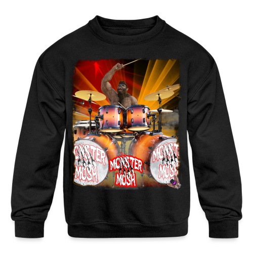 Monster Mosh Wolfman Drummer - Kids' Crewneck Sweatshirt
