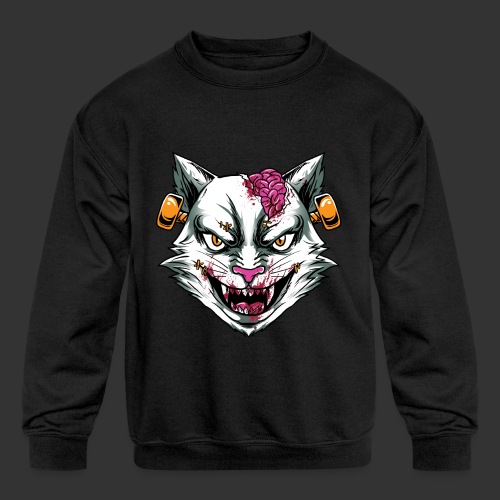 Horror Mashups: Zombie Stein Cat T-Shirt - Kids' Crewneck Sweatshirt