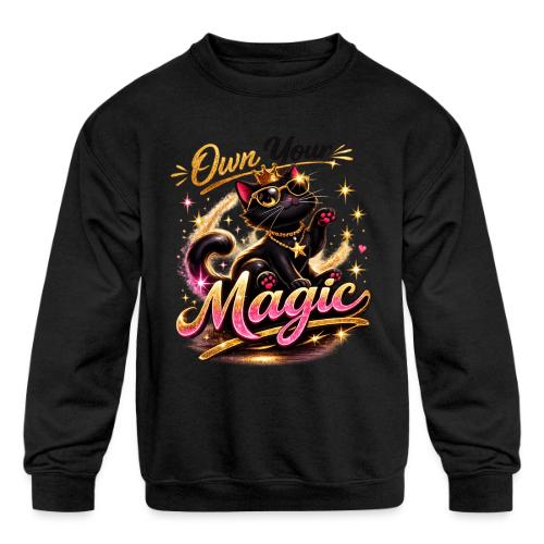 Own Your Magic – Glam Black Cat - Kids' Crewneck Sweatshirt