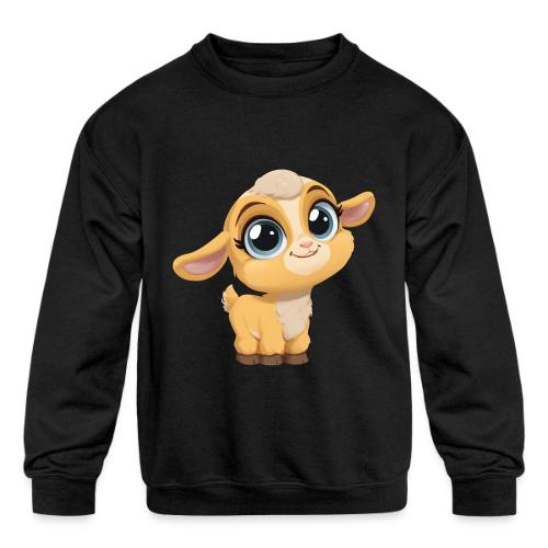 Sweet Cartoon Baby Goat with Joyful Smile - Kids' Crewneck Sweatshirt