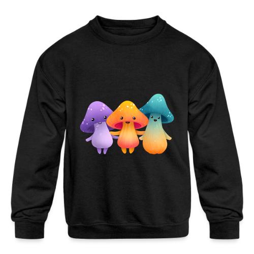 Cheerful Mushroom Friends - Kids' Crewneck Sweatshirt