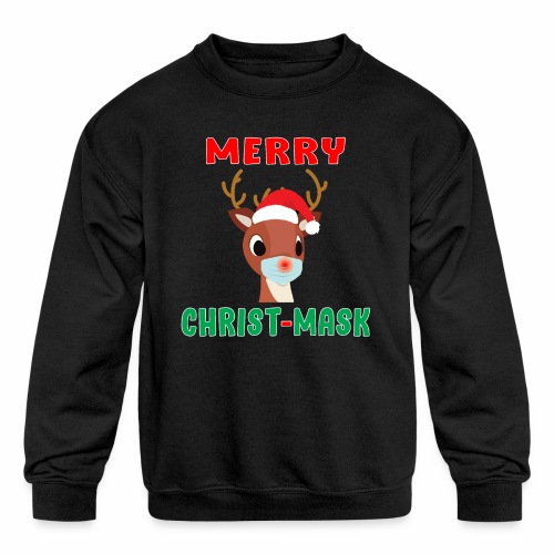 Merry Christmask Rudolph Red Nose Mask Reindeer. - Kids' Crewneck Sweatshirt
