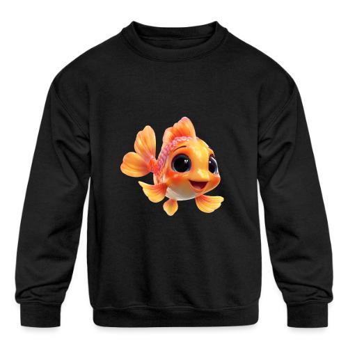 Cheerful 3D Orange Baby Fish - Kids' Crewneck Sweatshirt