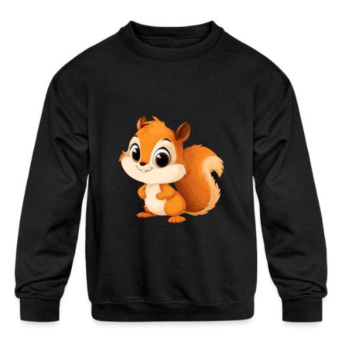 Playful Cartoon Squirrel with Big Innocent Eyes - Kids' Crewneck Sweatshirt