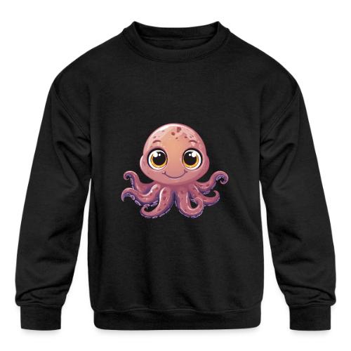 Cute Cartoon Baby Octopus with Big Eyes - Kids' Crewneck Sweatshirt