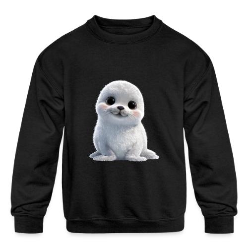 Cute White Cartoon Baby Sea Lion - Kids' Crewneck Sweatshirt