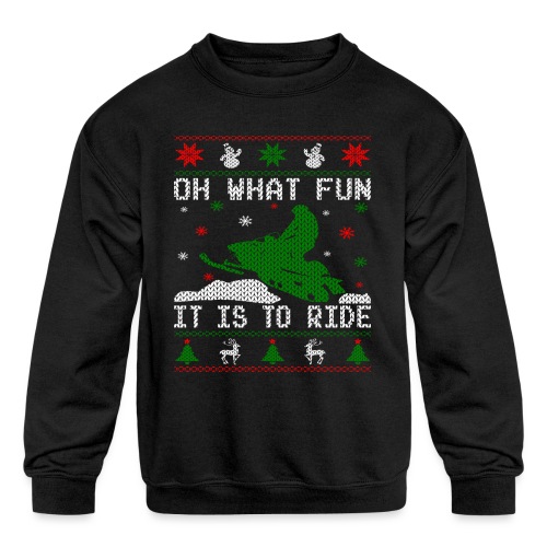 Oh What Fun Snowmobile Ugly Sweater style - Kids' Crewneck Sweatshirt