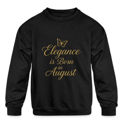 Elegance Is Born in August | Gold Butterfly - Kids' Crewneck Sweatshirt