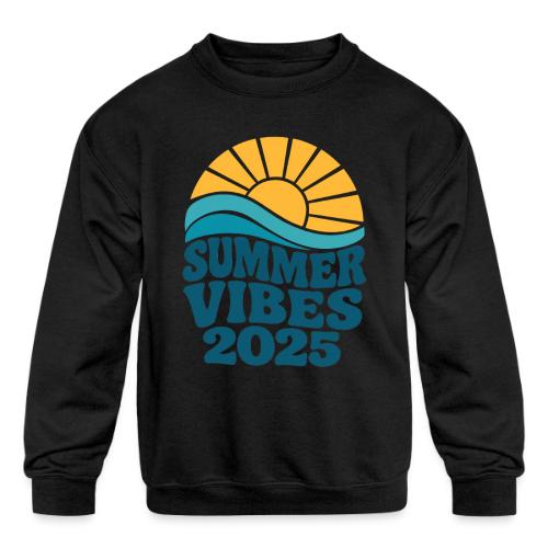 Summer Vibes 2025 Retro Sunset T-Shirt | Fun Beach - Kids' Crewneck Sweatshirt