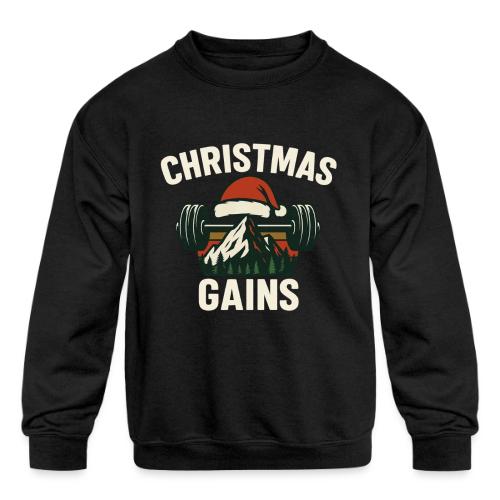 Christmas Gains – Santa Barbell Power - Kids' Crewneck Sweatshirt