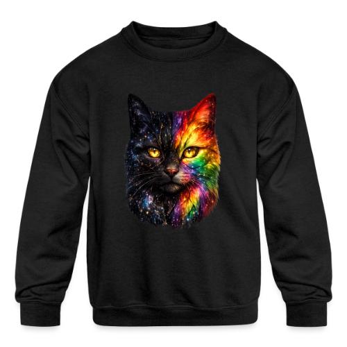 Cosmic Galaxy Rainbow Cat - Kids' Crewneck Sweatshirt