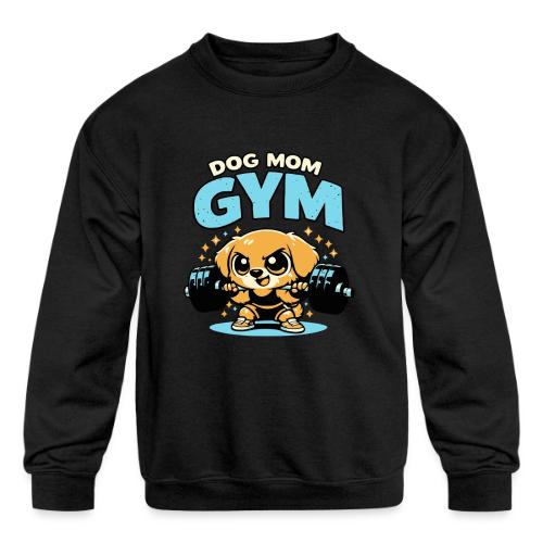 Chibi Dog Gym Workout - Kids' Crewneck Sweatshirt
