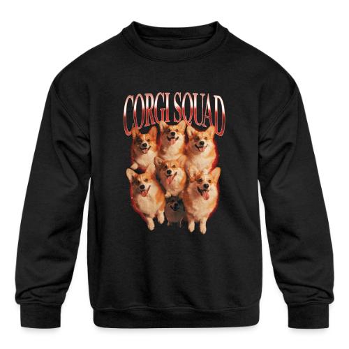Corgi Squad Funny Dog Lover Vintage Shirt - Kids' Crewneck Sweatshirt