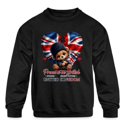 Proud to Be British Teddy Bear UK Patriot Gift - Kids' Crewneck Sweatshirt
