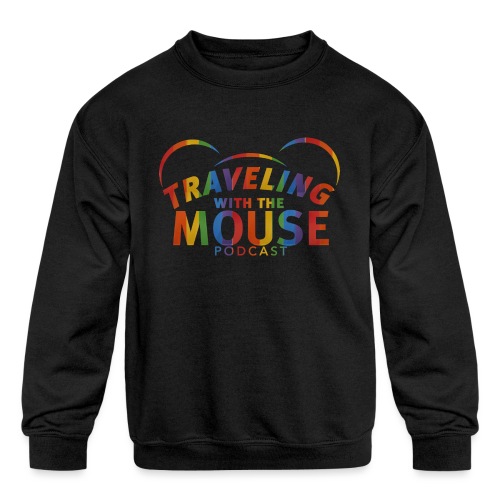 TravelingWithTheMouse logo transparent Rainbow Cr - Kids' Crewneck Sweatshirt