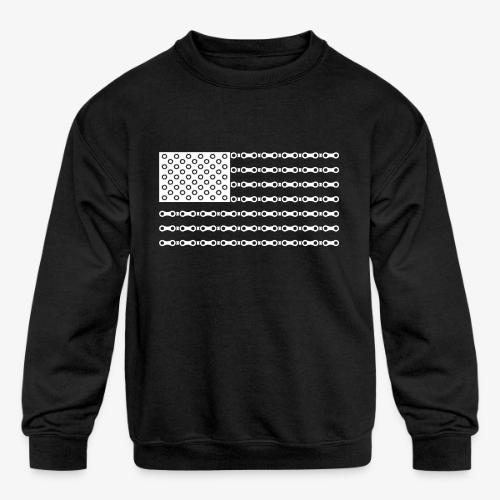Bicycle Chain American Flag - Kids' Crewneck Sweatshirt