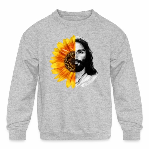 Jesus Christ Sunflower Christian God Faith Flower - Kids' Crewneck Sweatshirt