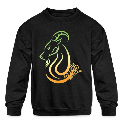 Capricorn Zodiac Sea Goat Astrology Logo - Kids' Crewneck Sweatshirt