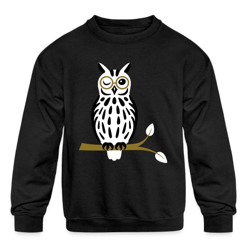 Winky Owl - Kids' Crewneck Sweatshirt