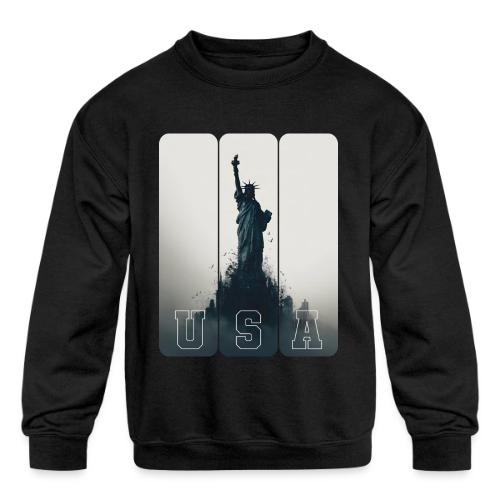 USA: Liberty Rising Over Manhattan - Kids' Crewneck Sweatshirt