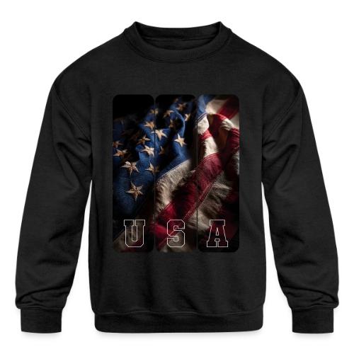USA: Worn Stars and Stripes - Kids' Crewneck Sweatshirt