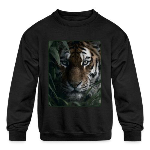 Tiger Jungle Eyes Wildlife Design - Kids' Crewneck Sweatshirt