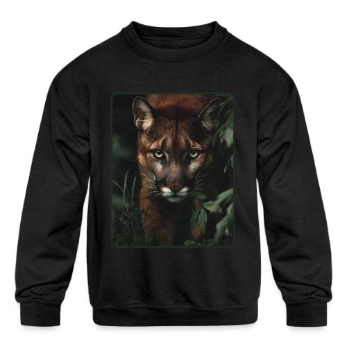 Cougar Jungle Predator Design - Kids' Crewneck Sweatshirt