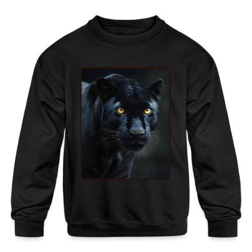 Black Panther Glowing Eyes Design - Kids' Crewneck Sweatshirt