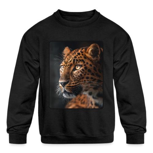 Amur Leopard Face Wildlife Design - Kids' Crewneck Sweatshirt