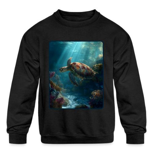 Sea Turtle Coral Reef Design - Kids' Crewneck Sweatshirt