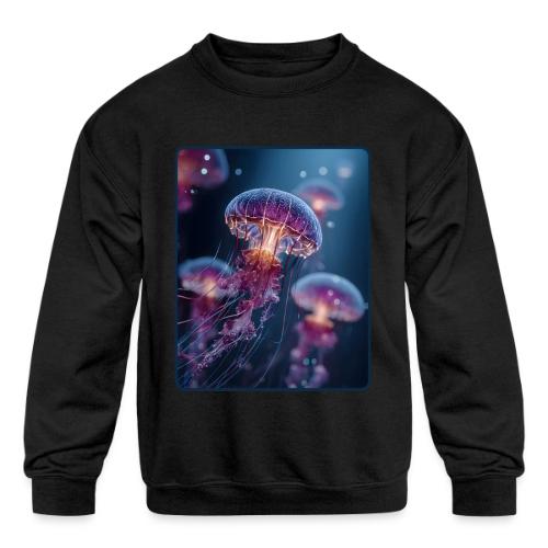 Glowing Jellyfish Deep Sea Design - Kids' Crewneck Sweatshirt