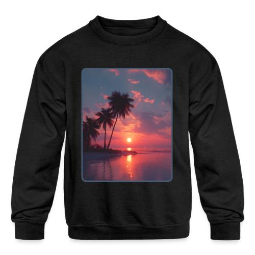 Tropical Sunset Ocean Reflection Design - Kids' Crewneck Sweatshirt