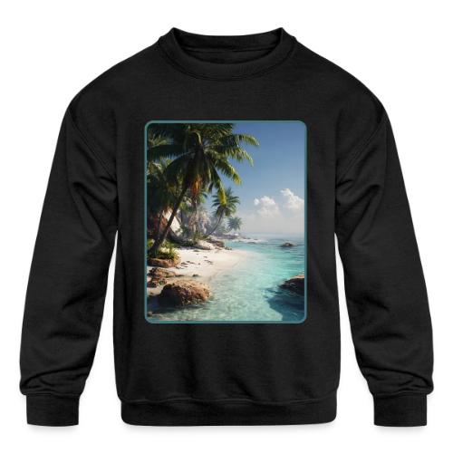Tropical Beach Paradise Palm Design - Kids' Crewneck Sweatshirt