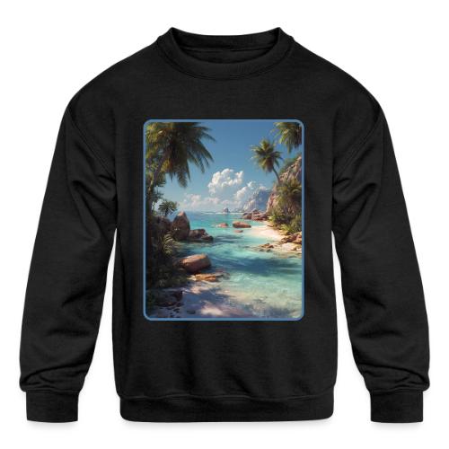 Tropical Island Paradise Ocean Design - Kids' Crewneck Sweatshirt