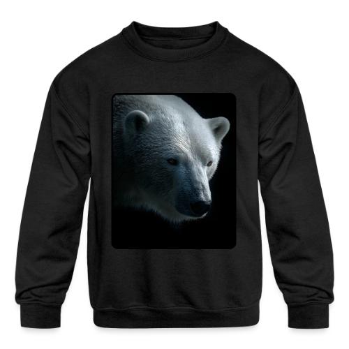 Polar Bear Close-Up Wildlife Design - Kids' Crewneck Sweatshirt