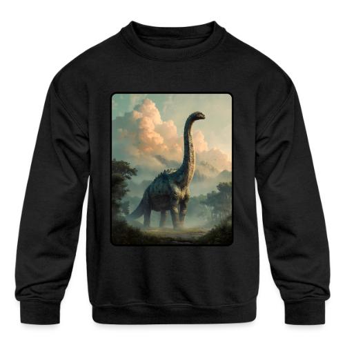 Brachiosaurus Prehistoric Scene Design - Kids' Crewneck Sweatshirt
