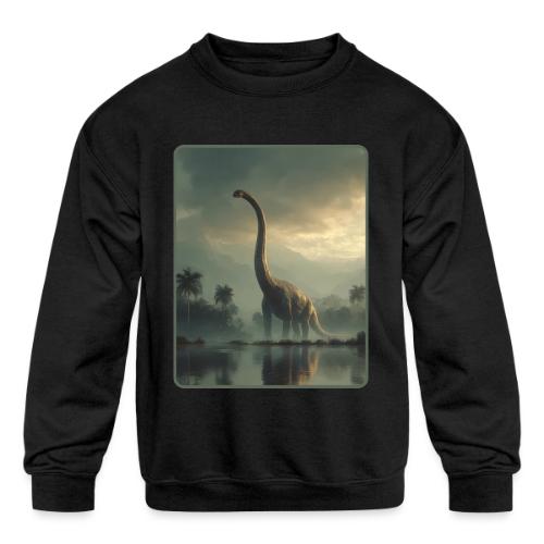 Brachiosaurus Misty Lake Design - Kids' Crewneck Sweatshirt