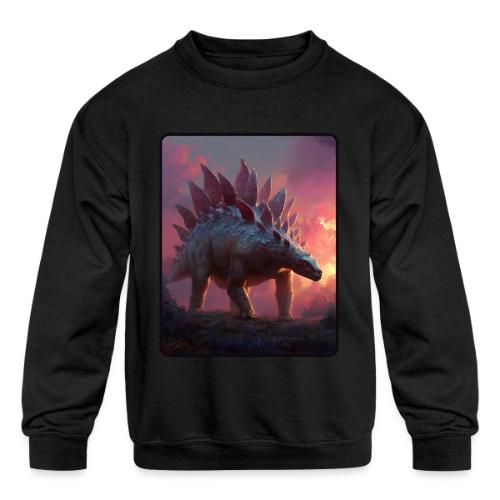 Stegosaurus Sunset Forest Design - Kids' Crewneck Sweatshirt