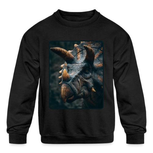 Triceratops Detailed Portrait Design - Kids' Crewneck Sweatshirt