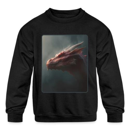Red Dragon Fog Portrait Design - Kids' Crewneck Sweatshirt