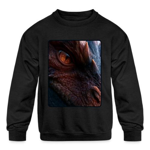 Fierce Ancient Dragon Portrait Design - Kids' Crewneck Sweatshirt