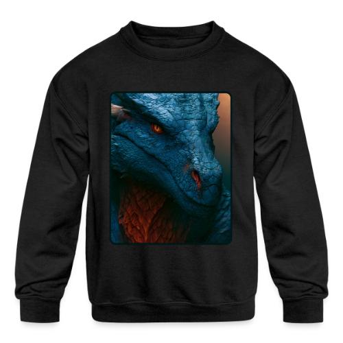 Turquoise Dragon Fire Eye Design - Kids' Crewneck Sweatshirt
