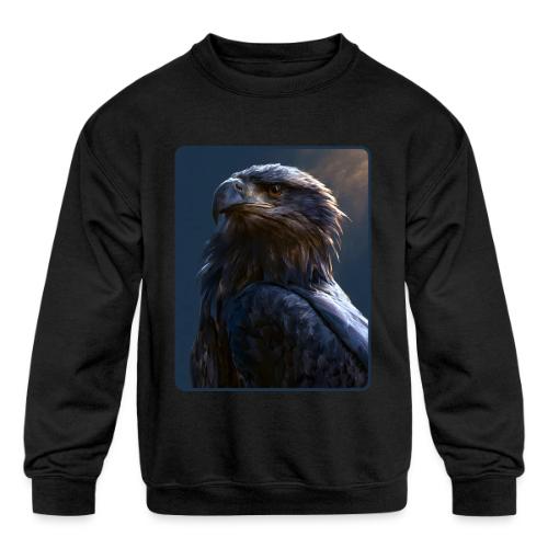 Majestic Eagle Cinematic Portrait Design - Kids' Crewneck Sweatshirt