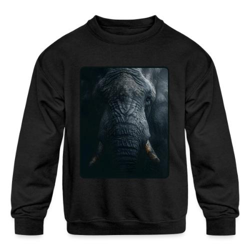 Shadow Elephant Intense Eyes Design - Kids' Crewneck Sweatshirt