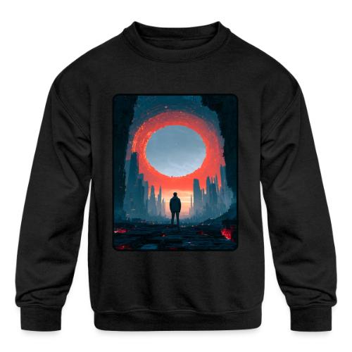 Cosmic Portal Future City Design - Kids' Crewneck Sweatshirt