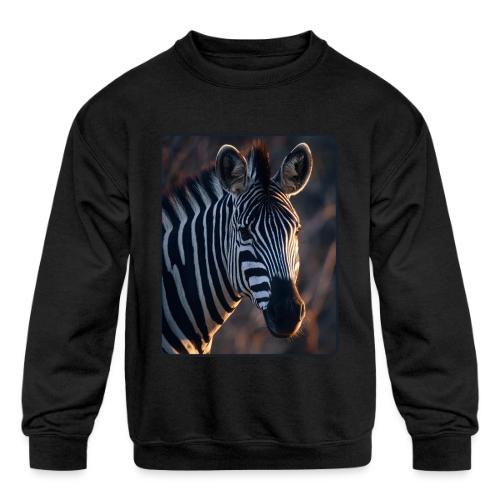 Majestic Zebra Sunset Portrait Design - Kids' Crewneck Sweatshirt